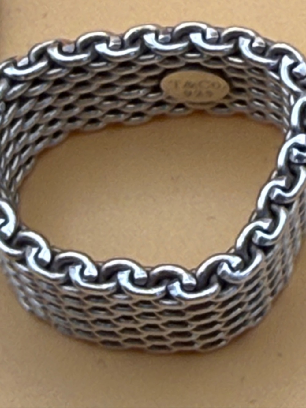 Tiffany & Co. Silver Mesh Band Size 7 1/2 - 8 - Picture 2 of 6